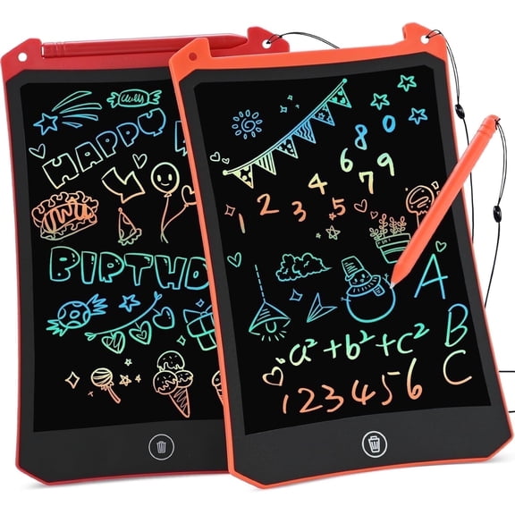 RaceGT 2 Pack LCD Writing Tablet, 8.5 inch Reusable Drawing Pad for Kids, Coloring Screen Doodle Board, Travel Essentials Activities Toy for 3 4 5 Years Old, Toddler Gift for Girls Boys, Red & Orange