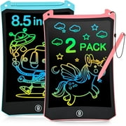 2 Pack LCD Writing Tablet, 8.5 inch Reusable Drawing Pad for Kids, Colourful Screen Drawing Tablet Doodle Board w/ Stylus Pen, Toy for 3 4 5 6 7 8 Years Old Kids, Gifts for Kids and Adults