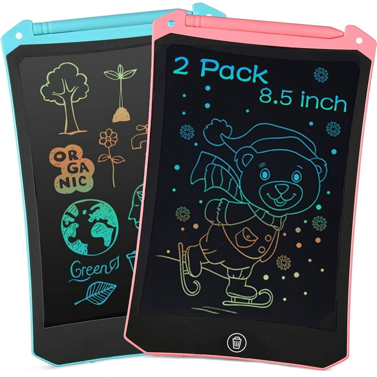 2 Pack LCD Writing Tablet, 8.5 inch Reusable Drawing Pad for Kids,  Colourful Screen Drawing Tablet Doodle Board w/ Stylus Pen, Toy for 3 4 5 6  7 8