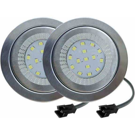 2-Pack LED Cabinet Light Bulb 1.5W LED 12V DC for 60mm 2.35in Hole Cooker Bulb Recessed Closet Cupboard Light Clear Glass 20W Halogen Equivalent (White 6000K)