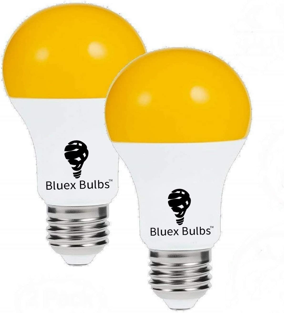 2 Pack LED Dusk to Dawn A19 Bug Light Bulbs, Yellow Bulb, Amber Light