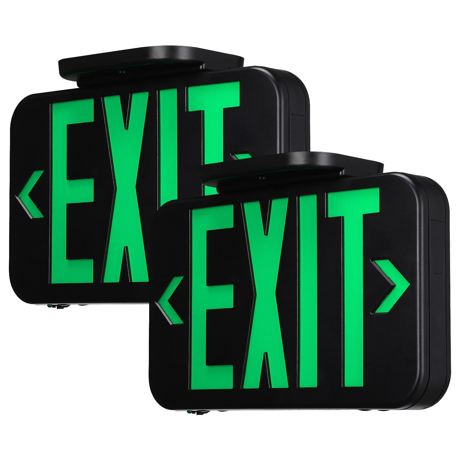 2 Pack LED Emergency Exit Sign with Battery Backup, Double Sided Green ...