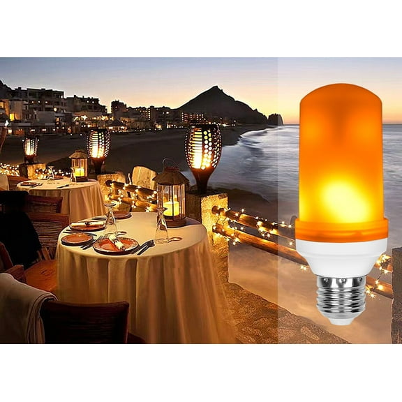 2-Pack LED Flame Effect Fire Light Bulbs E26 Flickering Fire Atmosphere Decorative Lamps