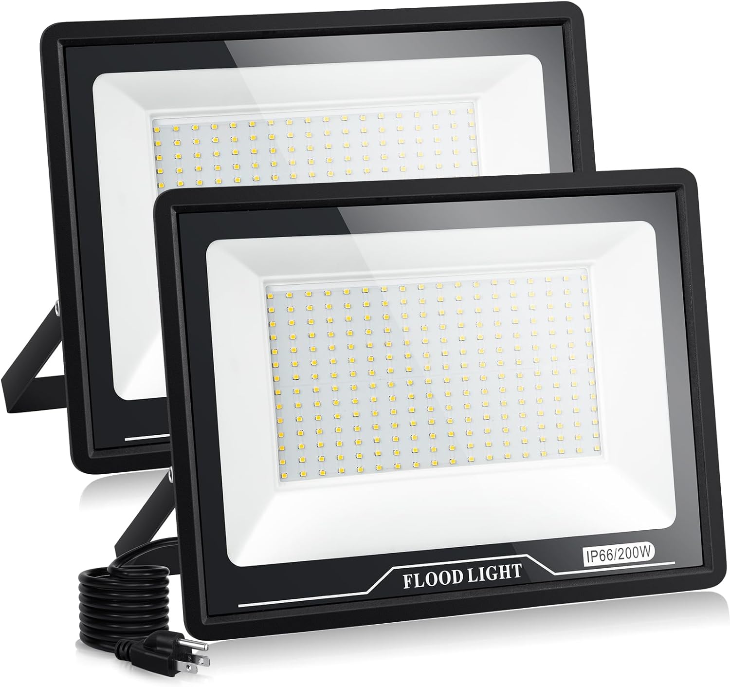 2 Pack LED Flood Light Outdoor, Flood Lights 200W Plug in,20000LM Work