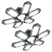 Maliralt 2 Pack 185W Deformable LED Garage Ceiling Shop Light Fixtures with 6 Adjustable Panels
