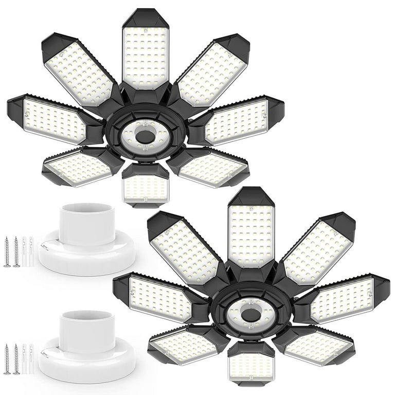 2 Pack LED Garage Lights 250W Bright Screw in Light Fixture with