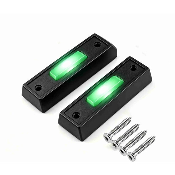 2 Pack LED Lighted Doorbell Button Wired, Door Bell Ringer Push Buttons Replacement Wall Mount Door Chime Opener Switch, Doorbell Cover with Soft Light (Green Light)