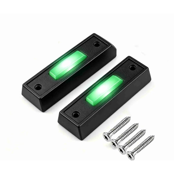 2 Pack LED Lighted Doorbell Button Wired, Door Bell Ringer Push Buttons Replacement Wall Mount Door Chime Opener Switch, Doorbell Cover with Soft Light (Green Light)