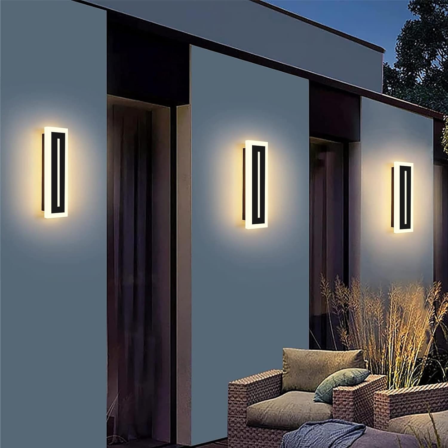 2 Pack LED Long Wall Light Outdoor Wall Mounted Modern Lighting Fixture ...