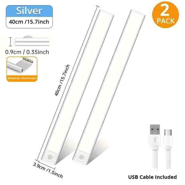 2-Pack LED Motion Sensor Lights - Wireless USB Rechargeable Under ...