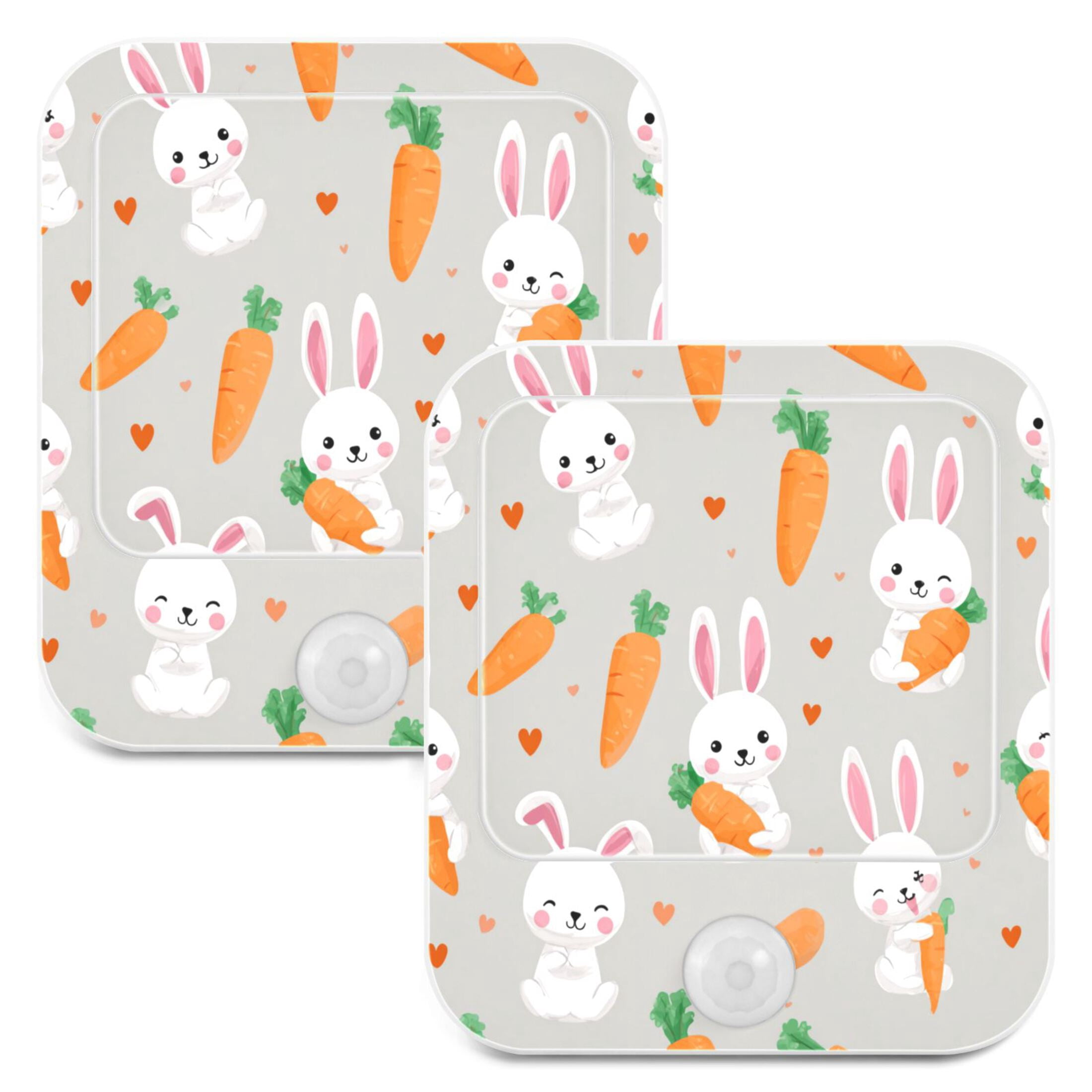 2 Pack LED Motion Sensor Night Light Cute Bunny Carrot Print 3 Lighting ...