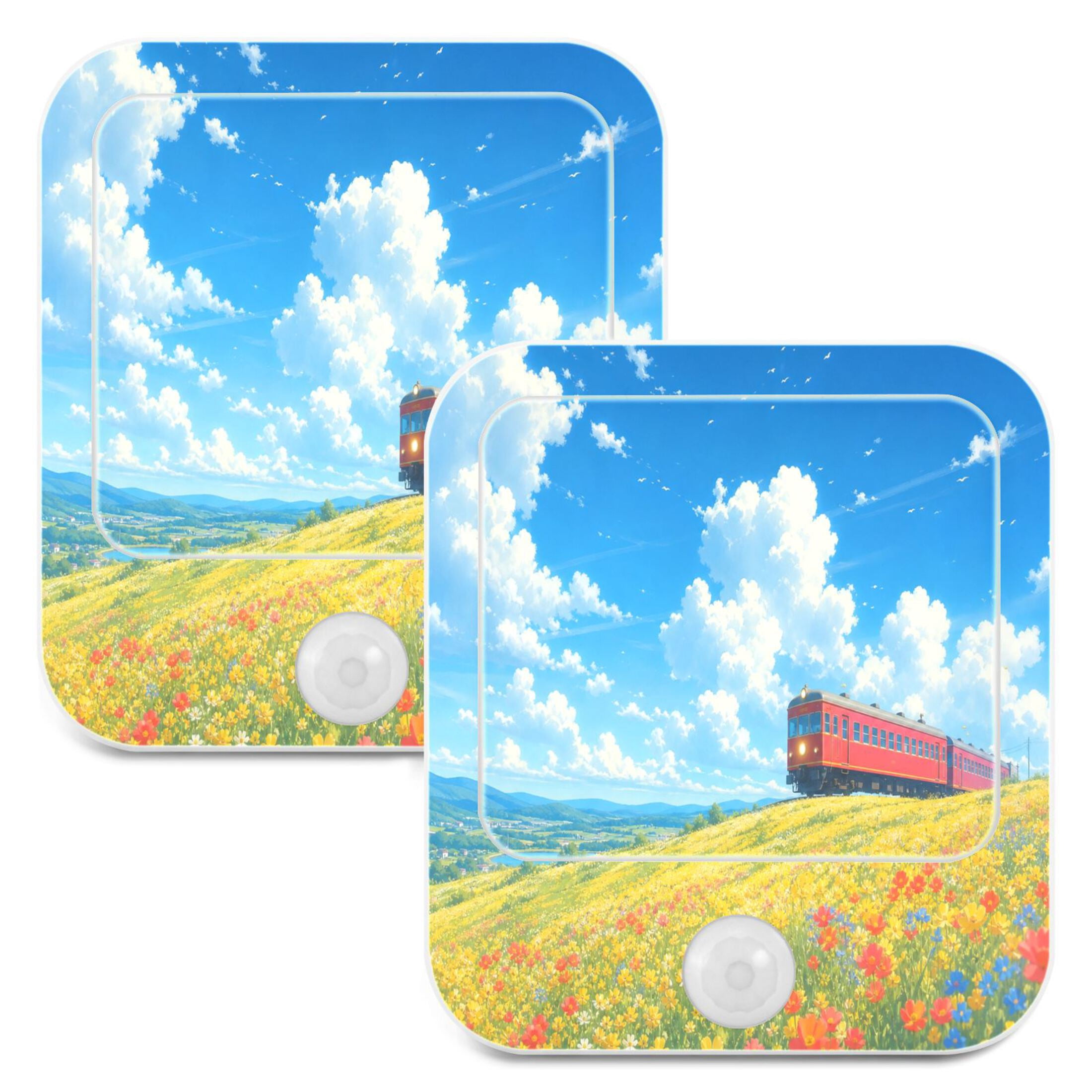 2 Pack LED Motion Sensor Night Light Red Train Summer Journey 3 ...