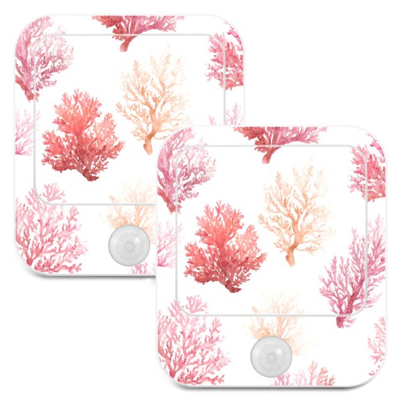 2 Pack LED Motion Sensor Night Light Soft Coral Reef Art 3 Lighting Modes for Stairway Bedroom Living Room Hallway