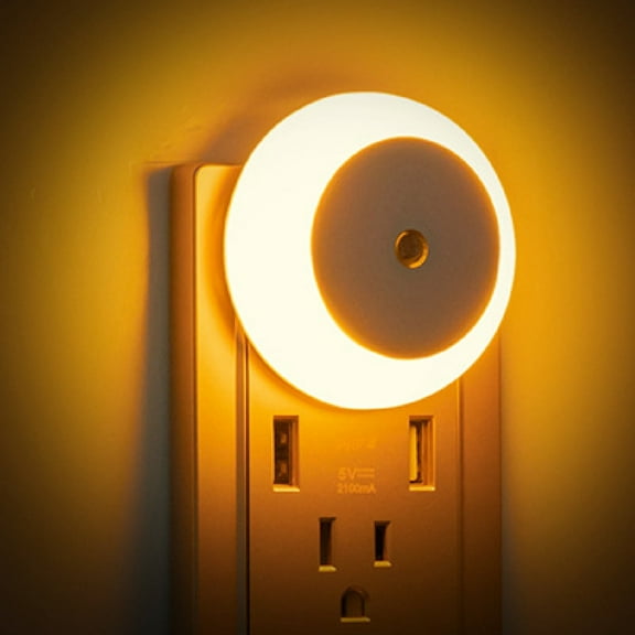 2 Pack LED Night Lights Plug Into Wall, Bright Nightlight Auto-On/Off, for Adults Kids Room Bedroom Bathroom Hallway Kitchen (Amber Light)