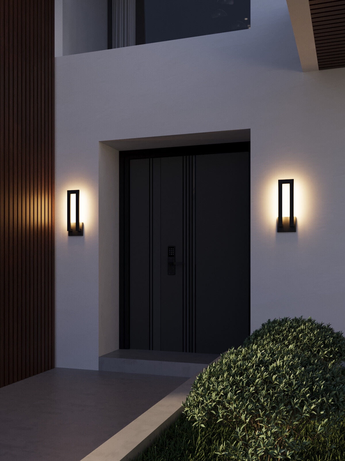 2 Pack LED Outdoor Wall Sconce, Matte Black Aluminum Exterior Lighting Fixtures, 3000K Warm White