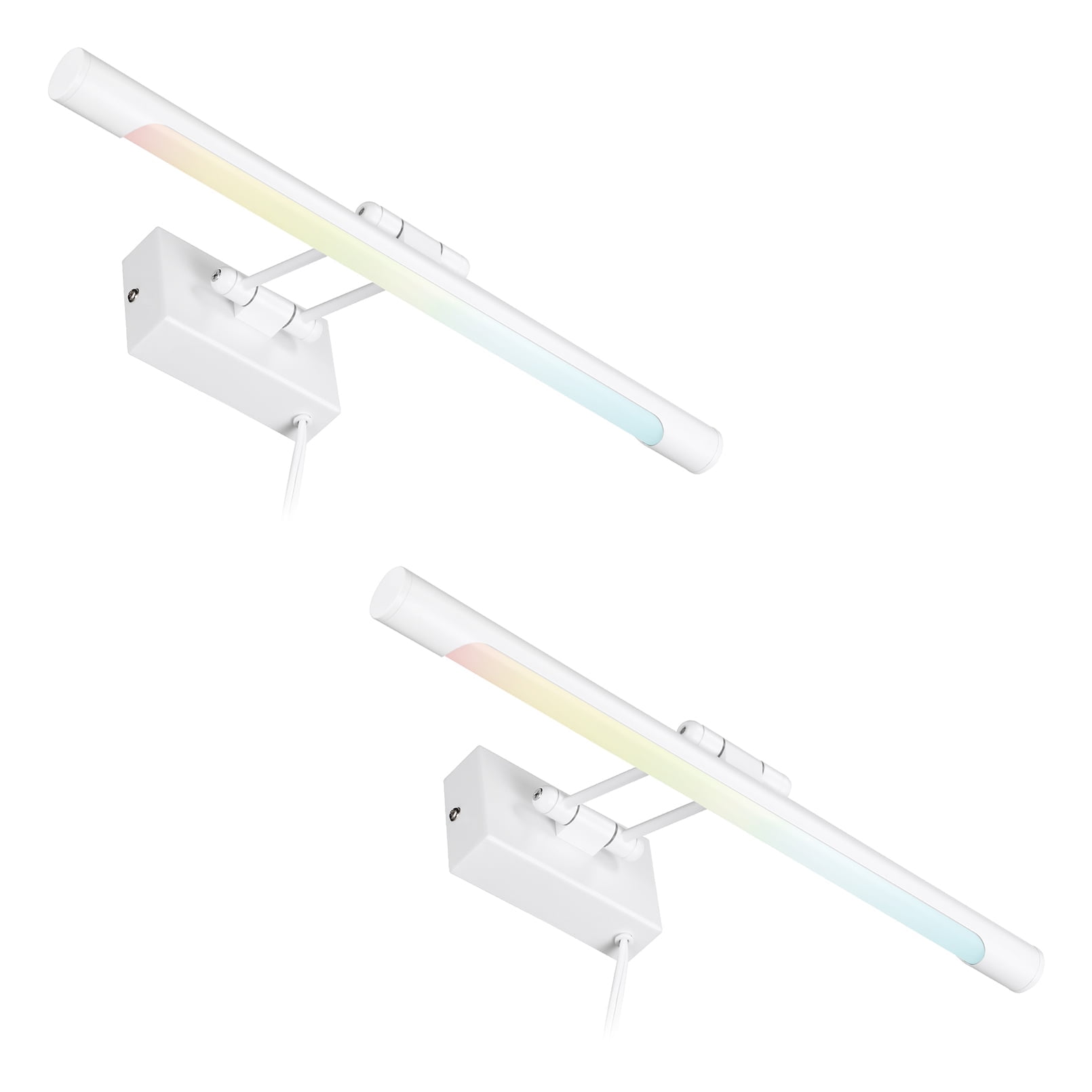 2 Pack LED Picture Light, Swivel Metal Artwork Lamps, 15.75 Inch, 2700K/3000K/4000K Selectable, Plug-n-Play & Hardwire Art Lighting, White