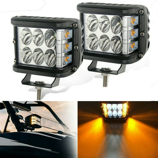 2 Pack LED Pods Spotlight Lights, Cube Offroad Light Pod Fog Lights Spot Flood Amber White Light