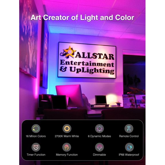 2 Pack LED RGBW Flood Lights Outdoor 70W, 2700K Warm White Dimmable Million Color Changing Floodlight Waterproof with Remote, DIY Stage Lights Uplighting Indoor for Party