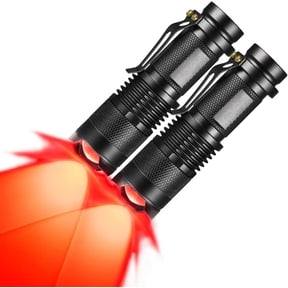 2 Pack LED Red Light Night Vision Flashlights, Portable Torches for Astronomy, Night Observation, Camping and Outdoor Activities