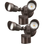 2 Pack LED Security Light, Motion Sensor Flood Lights Outdoor, Dusk to Dawn & Motion Detector 3 Modes, Adjustable 2-Head, 5000K Daylight, Bronze