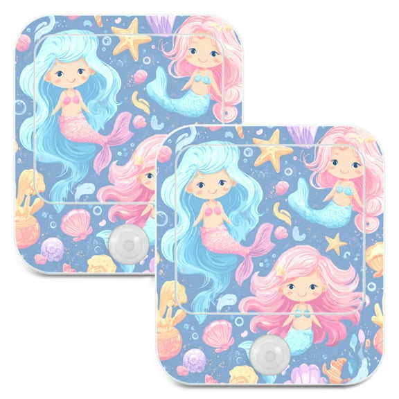 2 Pack LED Sensor Night Light Motion 3 Modes for Stairway Bedroom Living Room Cute Little Mermaids