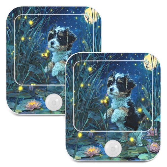 2 Pack LED Sensor Night Light Motion 3 Modes for Stairway Bedroom Living Room Cute Lost Puppy