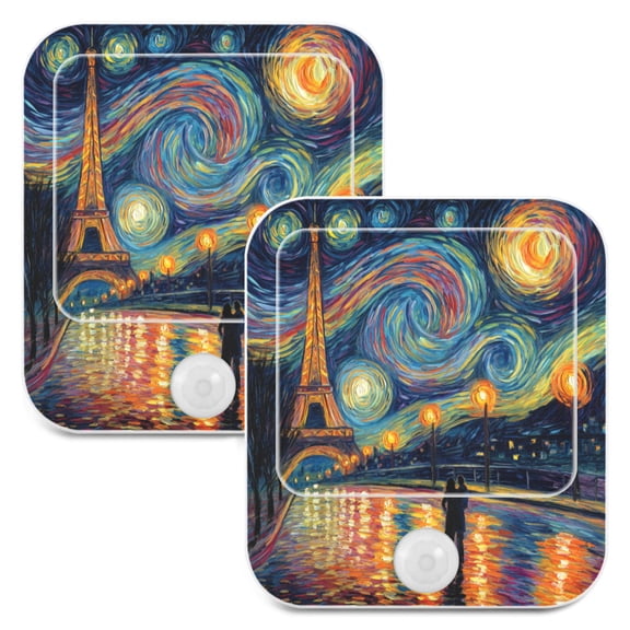 2 Pack LED Sensor Night Light Motion 3 Modes for Stairway Bedroom Living Room Eiffel Tower under The Stars