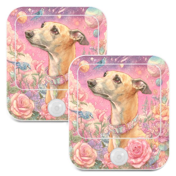 2 Pack LED Sensor Night Light Motion 3 Modes for Stairway Bedroom Living Room Elegant Beautiful Greyhound