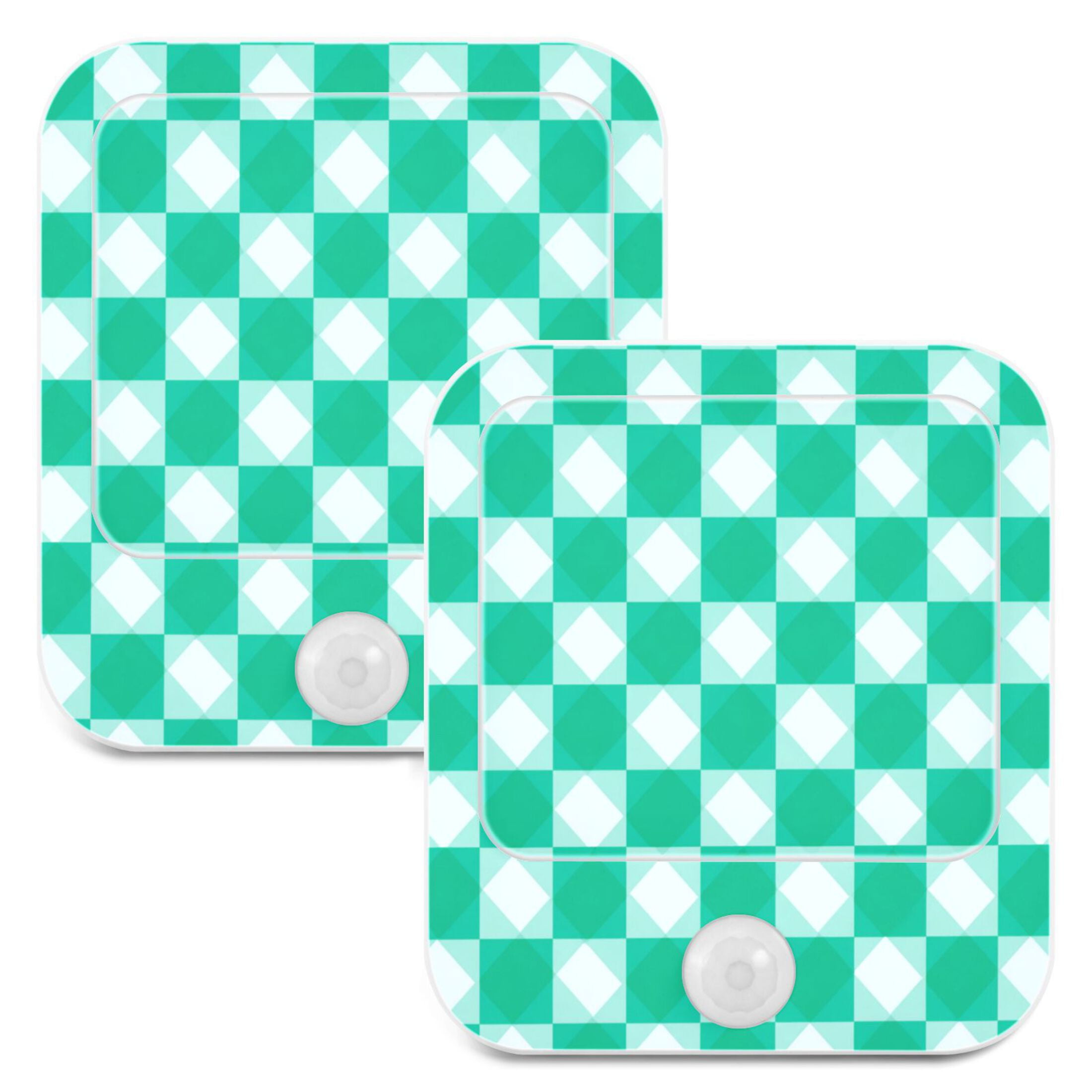 2 Pack LED Sensor Night Light Motion 3 Modes for Stairway Bedroom Living Room Emerald Green Squares