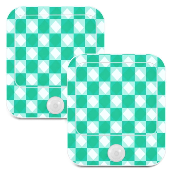 2 Pack LED Sensor Night Light Motion 3 Modes for Stairway Bedroom Living Room Emerald Green Squares