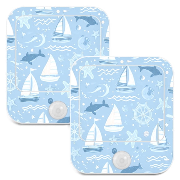 2 Pack LED Sensor Night Light Motion 3 Modes for Stairway Bedroom Living Room Light Blue Marine Animal Design