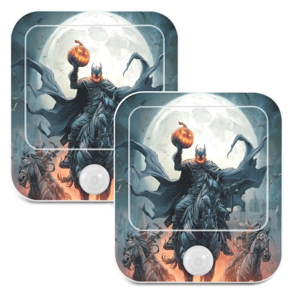 2 Pack LED Sensor Night Light Motion 3 Modes for Stairway Bedroom Living Room Pumpkin Evil Knight