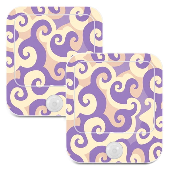 2 Pack LED Sensor Night Light Motion 3 Modes for Stairway Bedroom Living Room Purple Whirlwind