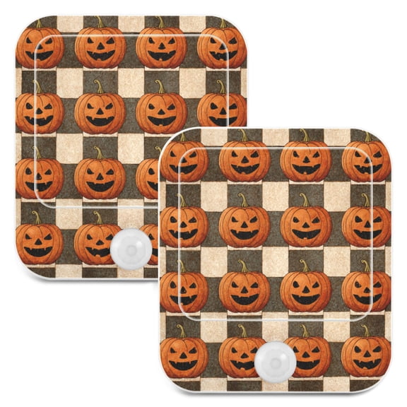 2 Pack LED Sensor Night Light Motion 3 Modes for Stairway Bedroom Living Room Striped Wicked Pumpkins