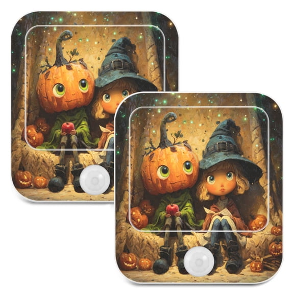 2 Pack LED Sensor Night Light Motion 3 Modes for Stairway Bedroom Living Room Whimsical Pumpkin