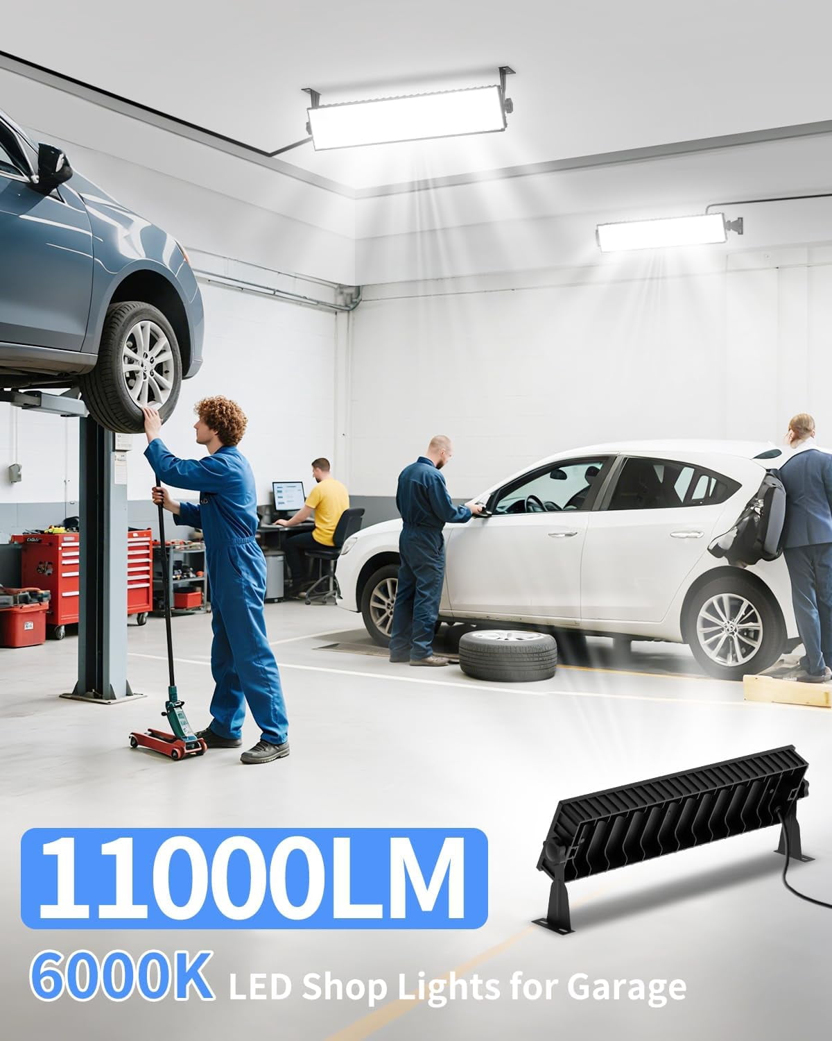 6-Pack 100W LED Shop Lights – Super Bright 11,000 LM Garage Lights With Plug, IP66 Waterproof 3 thumbnail image