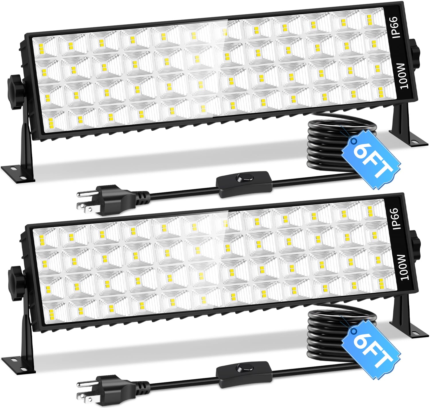 6-Pack 100W LED Shop Lights – Super Bright 11,000 LM Garage Lights With Plug, IP66 Waterproof 4 thumbnail image
