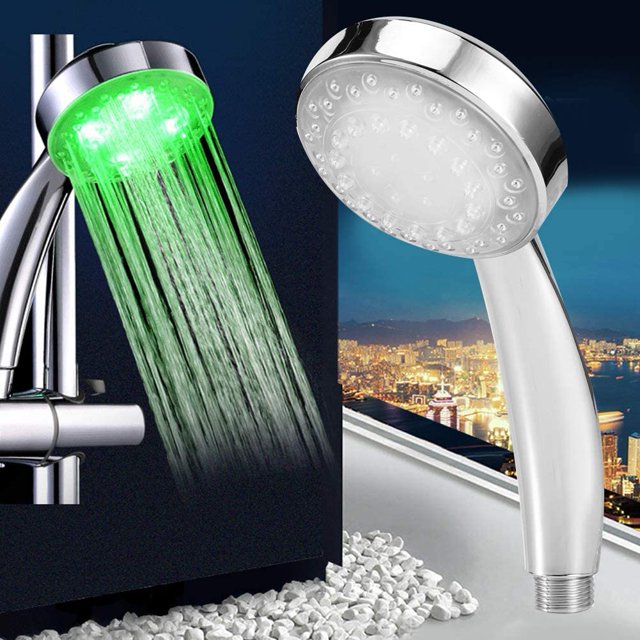 2 Pack LED Shower Head,Led Light Shower,Temperature Controlled Colour Changing,7 Colour,Shower