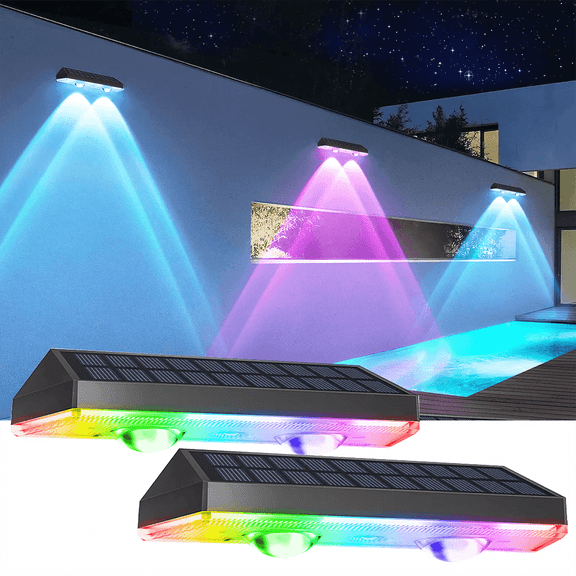 2-Pack LED Solar Fence Lights Deck Door Wall Stair Step Outdoor Garden Decor Lamp