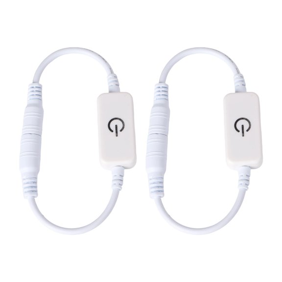 2 Pack LED Strip Touch Dimmer Switch, Inline Controller For Single Color DC 12V-24V Light Strips, Adjustable Brightness 10%-100% With 5.5x2.1mm Connector, Installation For Cabinet Lighting