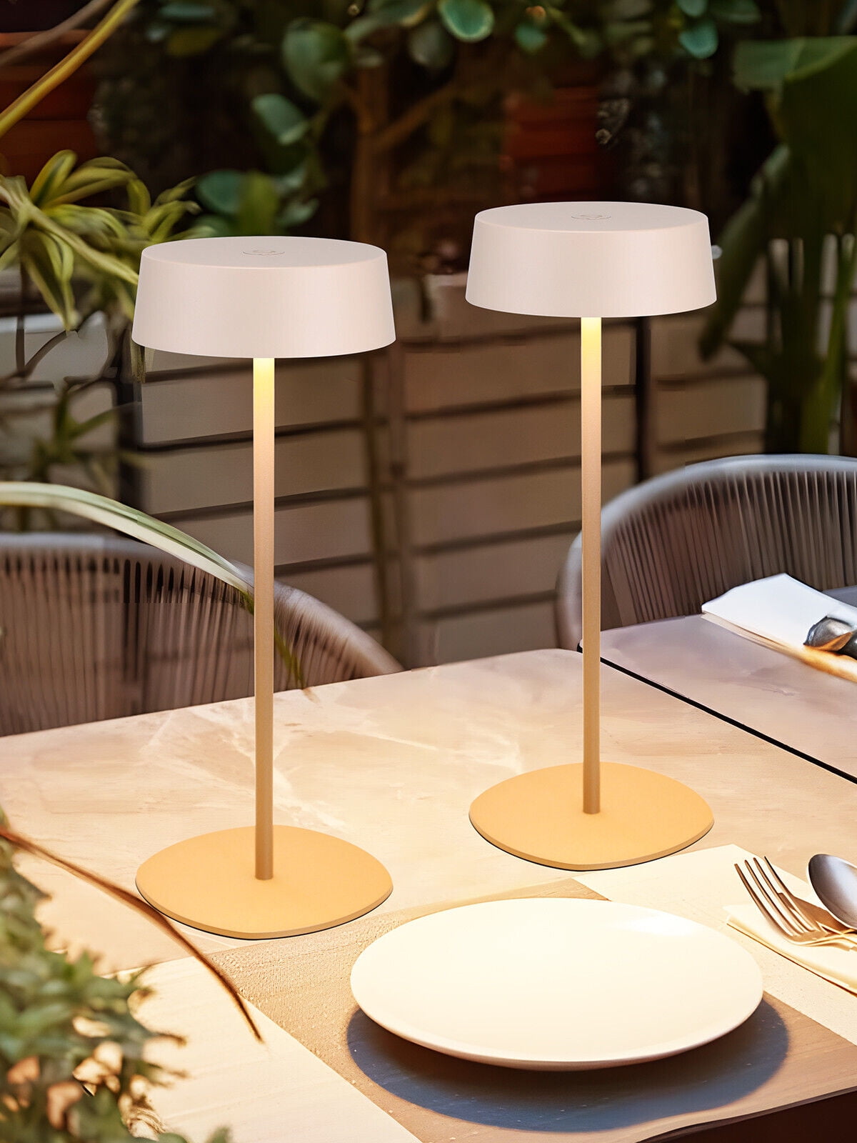 2 Pack Cordless LED Table Lamp, Aluminum Portable Rechargeable Desk Lamp, Dimmable Touch Lamps for Bedroom Living Room Restaurant Patio, Beige