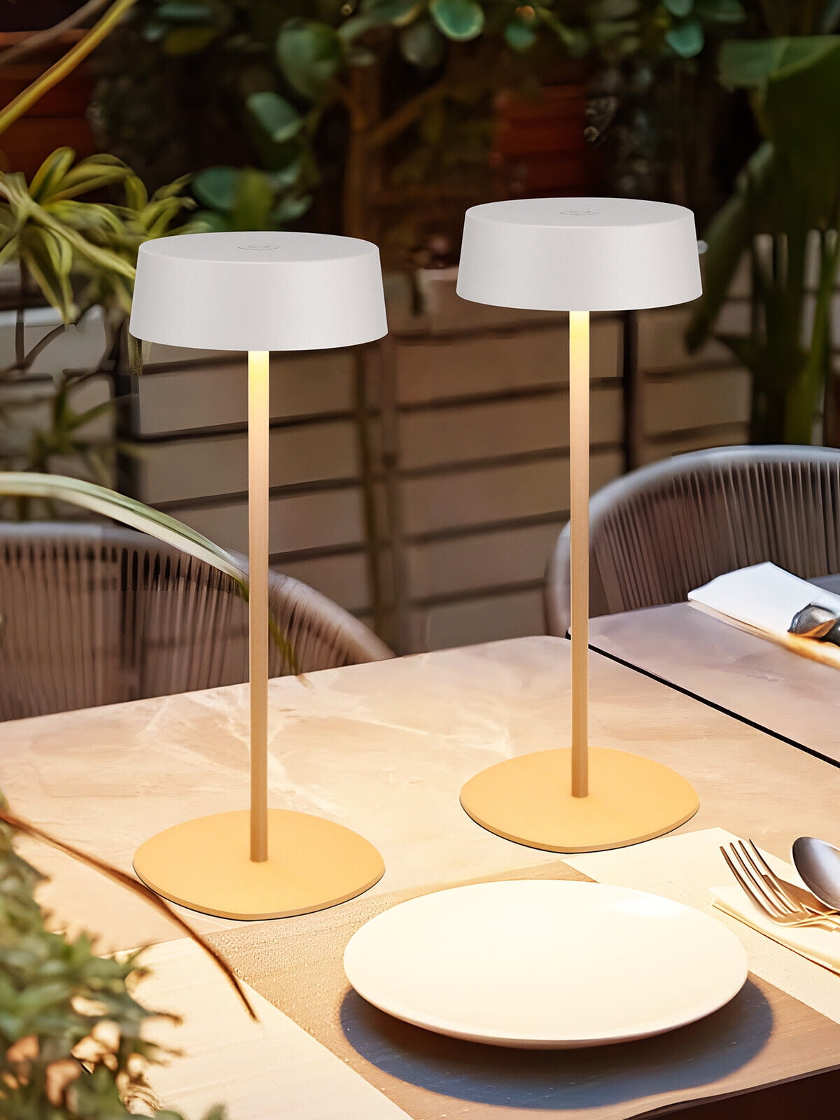 2 Pack Cordless LED Table Lamp, Aluminum Portable Rechargeable Desk Lamp, Dimmable Touch Lamps for Bedroom Living Room Restaurant Patio, White