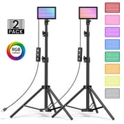 2-Pack LED Video Light Kit, Remote Control Dimmable USB LED Continuous Light Photography Light with Tripods,  9 Color Filters and 10 Brightness Level for Video Recording, Game Streaming, YouTube