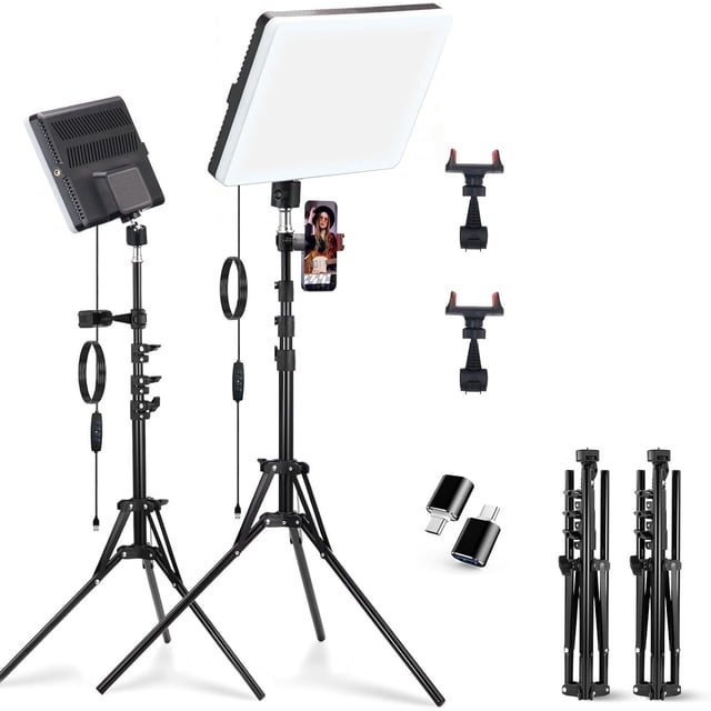 Led Panals 2-Pack LED Video Light Panel, 2700K-7500K Bi-Color Dimmable Photography ...