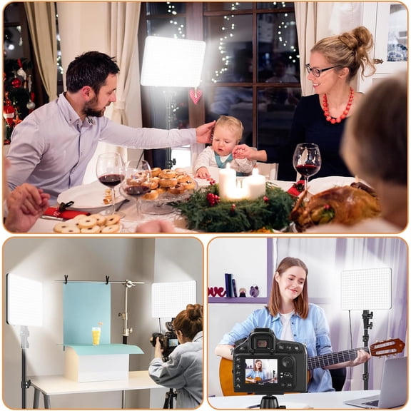 2-Pack LED Video Lighting Kit, 15W/1700Lux Photography Lighting with Tripod Stand, 2500-8500K Dimmable Streaming Light for Video Recording, Gaming, Podcast, Barber, Salon, TikTok, YouTube