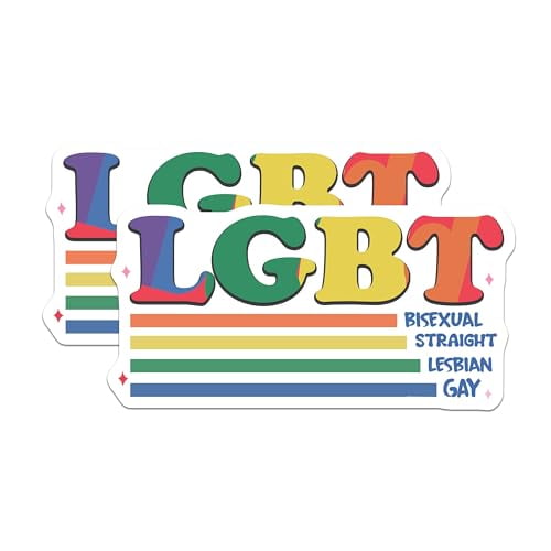 (2 Pack) LGBT Pride Magnets - Bisexual Straight Lesbian Gay - Rainbow Colors - Equality Emblems - 5" On Longest Side - for Cars, Fridges, Toolboxes - Made in USA - MAG3810