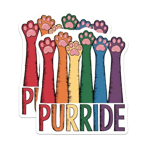 (2 Pack) LGBTQ Purride Magn Magnet - Rainbow Paw Prints - Cat Lover Decorations - 5" On Longest Side - Sticks to Smooth Flat Surfaces - Made in USA - MAG9551