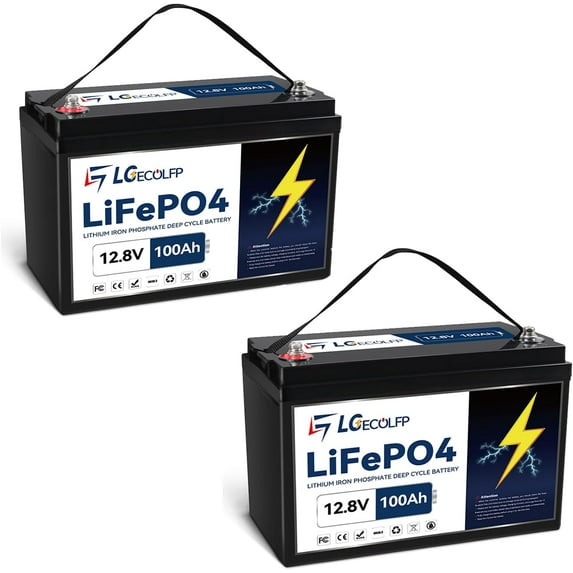 2 Pack LGECOLFP 12v 100ah Lithium Lifepo4 Battery 12 Volt for rv Solar Home Storage trolling Motor