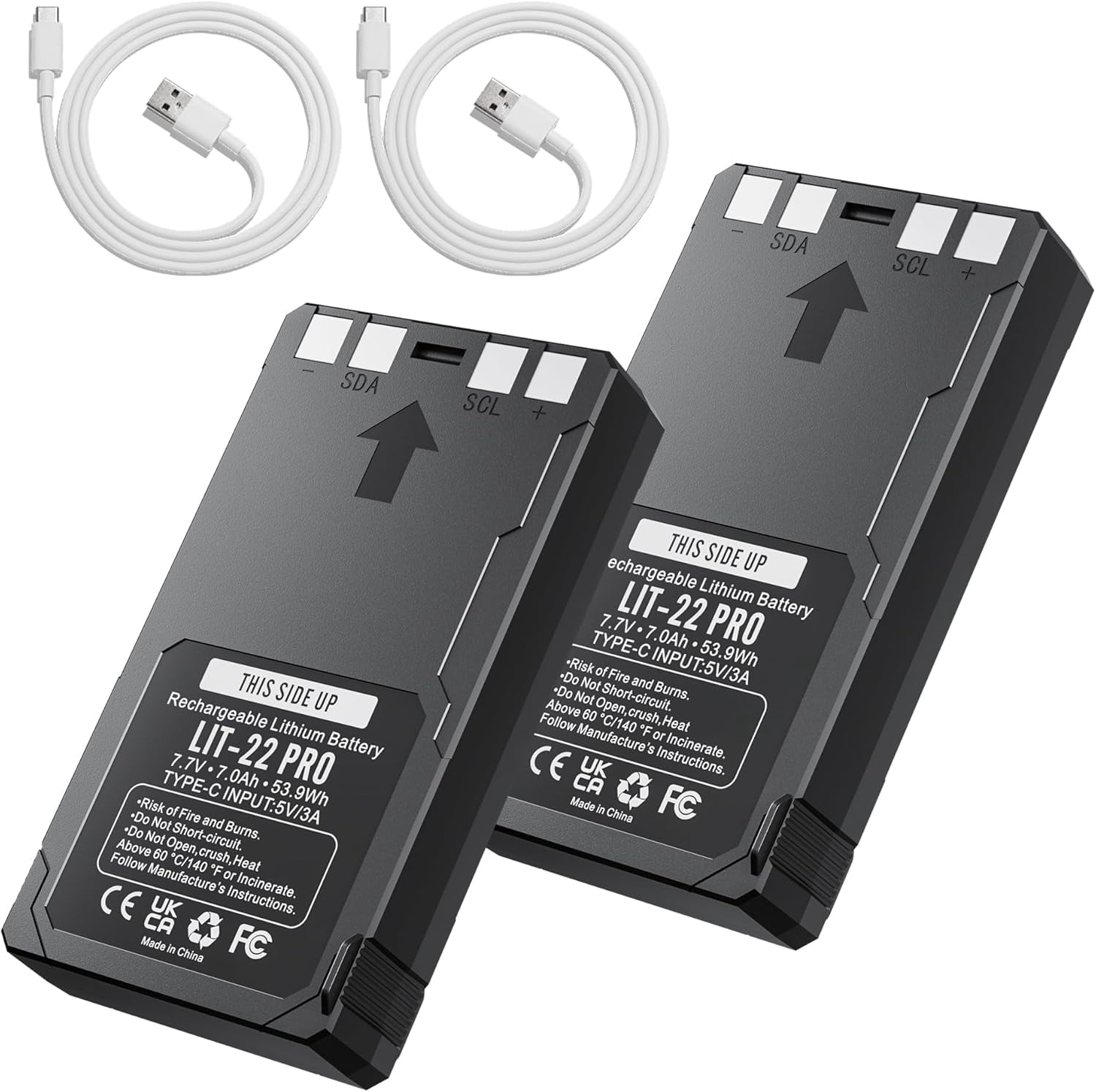 2 Pack LIT-22 Battery 7000mAh Rechargeable Lithium Battery for SPYPOINT Trail Camera - Compatible with Flex-M, Flex G-36, Flex-Plus, Flex-S Cellular Trail Cameras (Includes Type-C Cable)