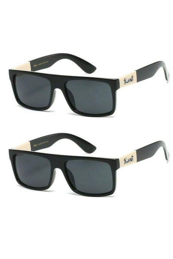 2 Pack LOCS HARDCORE New BLACK w/Ivory 911056 Men's Sunglasses Free Shipping